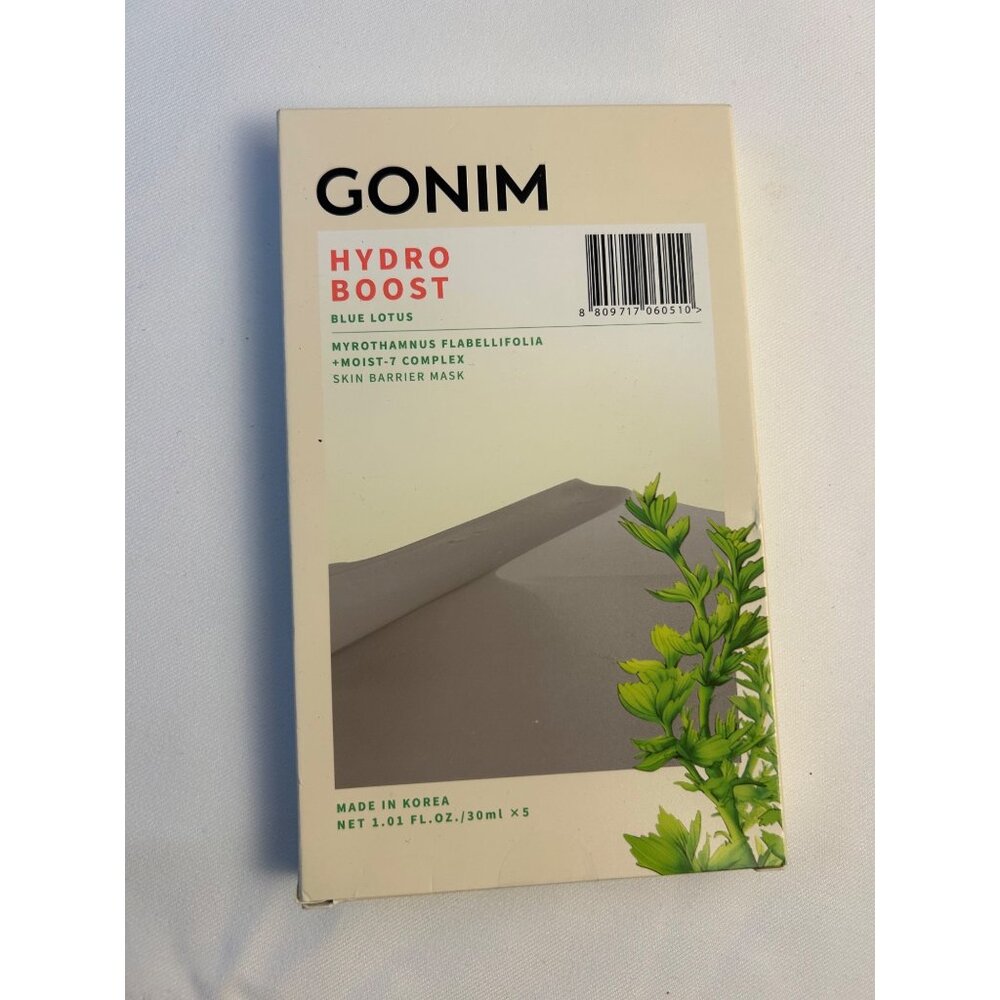 NEW -- FIVE Face Masks Gonim Hydro Boost Skin Barrier Mask Blue Lotus Pack of 5
